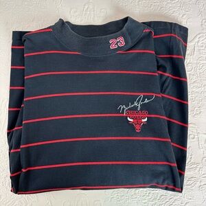 Michael Jordan Chicago Bulls Black and Red Striped Men’s Shirt